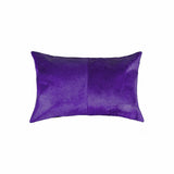 Hand Stitched Purple Natural Cowhide Decorative Lumbar Pillow - Homeroots