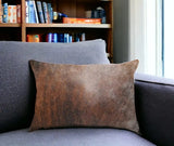 12" X 20" Brown Cowhide Throw Pillow - Homeroots