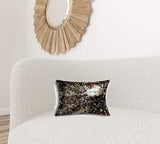12" X 20" X 5" Chocolate And Gold Cowhide Pillow - Homeroots - Flyclothing LLC