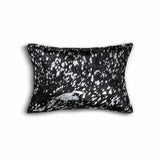 12" X 20" Black and Silver Cowhide Throw Pillow - Homeroots