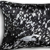 12" X 20" Black and Silver Cowhide Throw Pillow - Homeroots