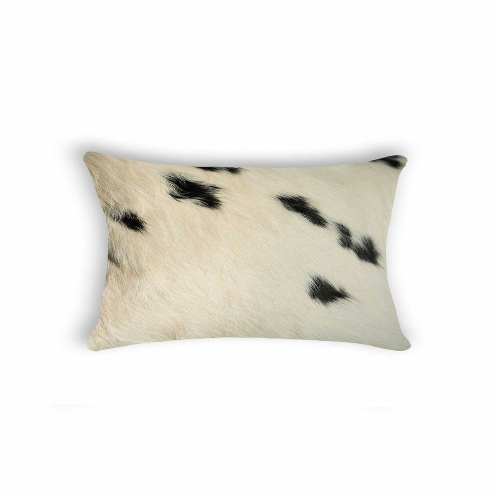 12" X 20" X 5" White And Black Cowhide  Pillow - Homeroots