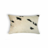 12" X 20" X 5" White And Black Cowhide  Pillow - Homeroots
