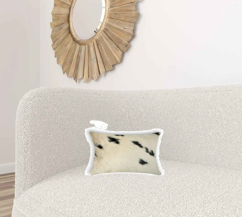 12" X 20" X 5" White And Black Cowhide Pillow - Homeroots - Flyclothing LLC