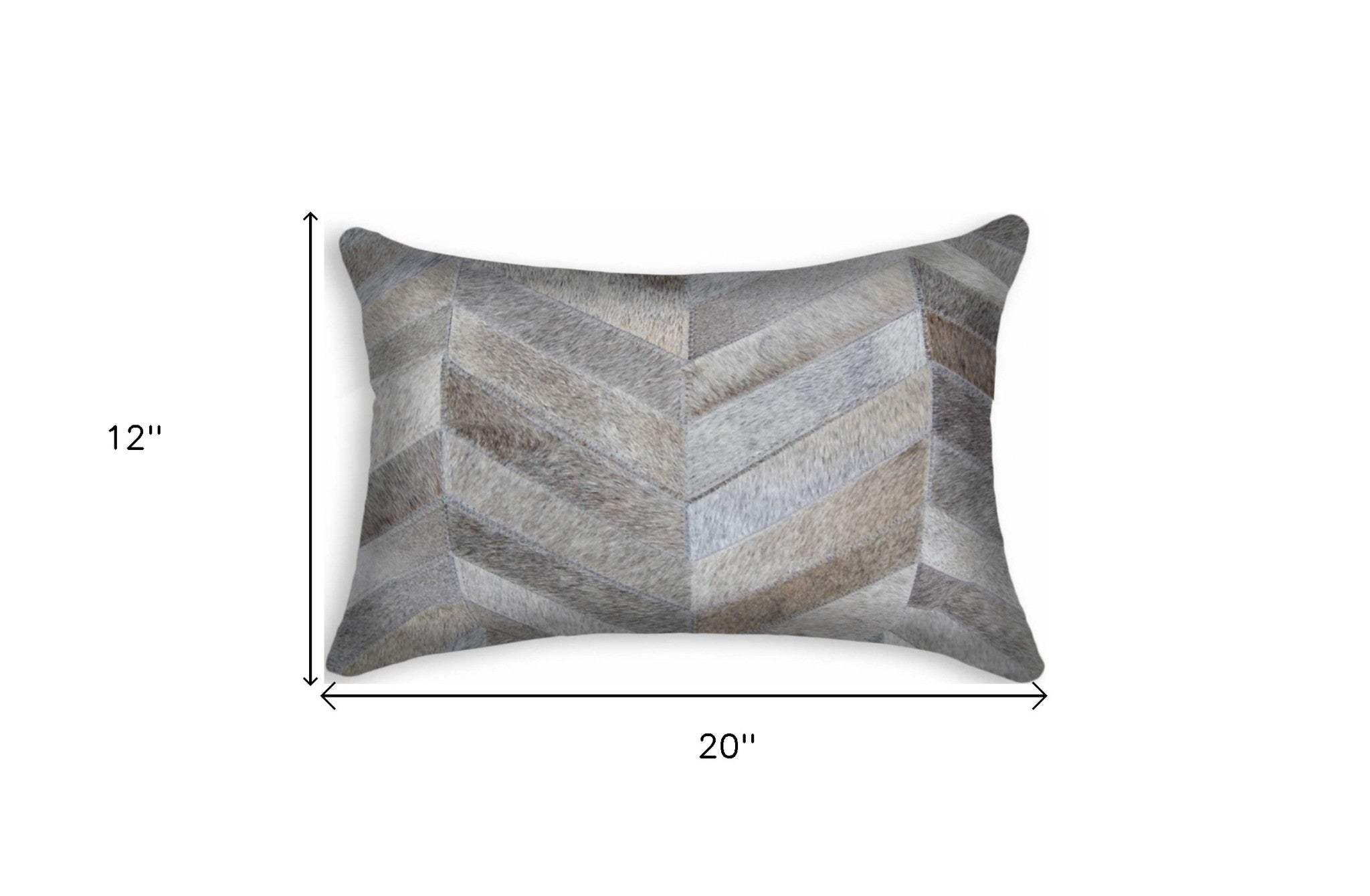 12 X 20 Gray Chevron Cowhide Throw Pillow - Homeroots - Flyclothing LLC