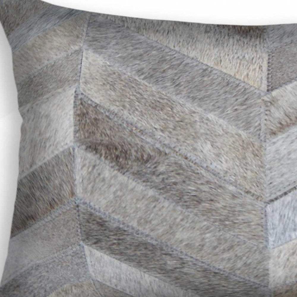 12 X 20 Gray Chevron Cowhide Throw Pillow - Homeroots - Flyclothing LLC
