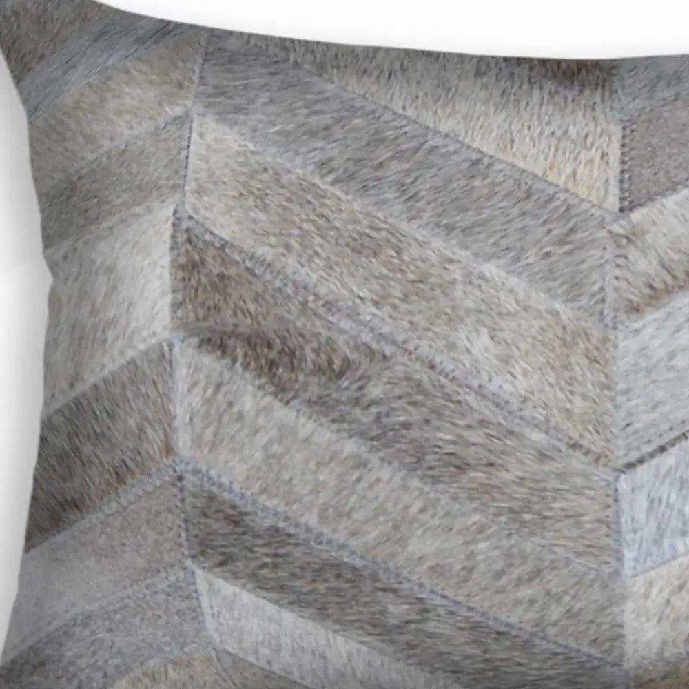 12 X 20 Gray Chevron Cowhide Throw Pillow - Homeroots - Flyclothing LLC