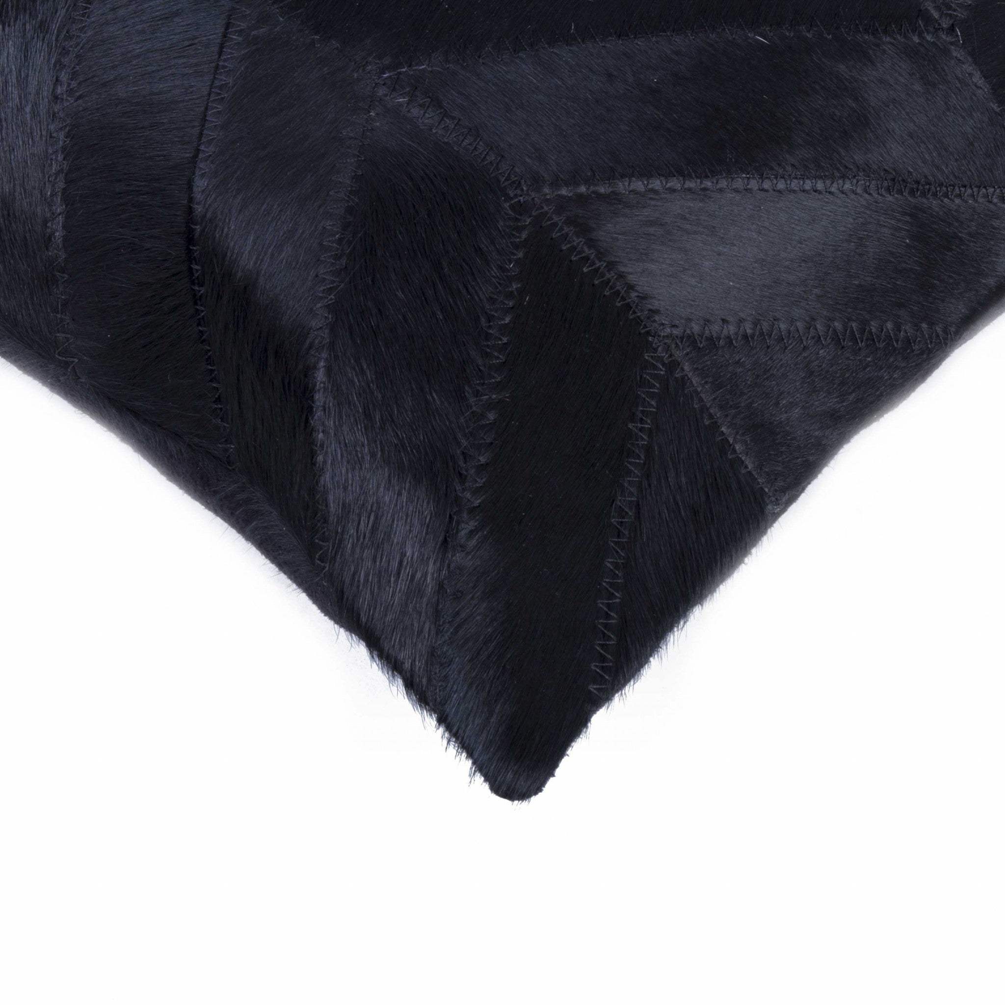 12" X 20" Black Cowhide Throw Pillow - Homeroots - Flyclothing LLC