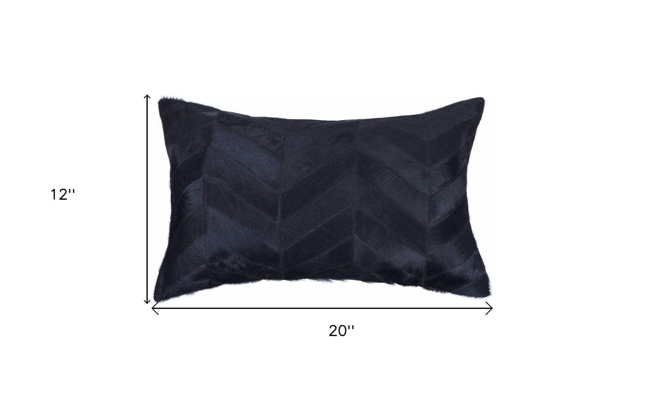 12" X 20" Black Cowhide Throw Pillow - Homeroots - Flyclothing LLC