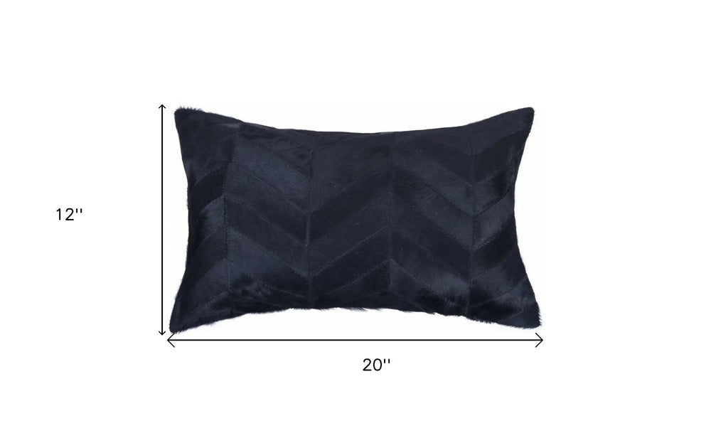 12" X 20" Black Cowhide Throw Pillow - Homeroots - Flyclothing LLC