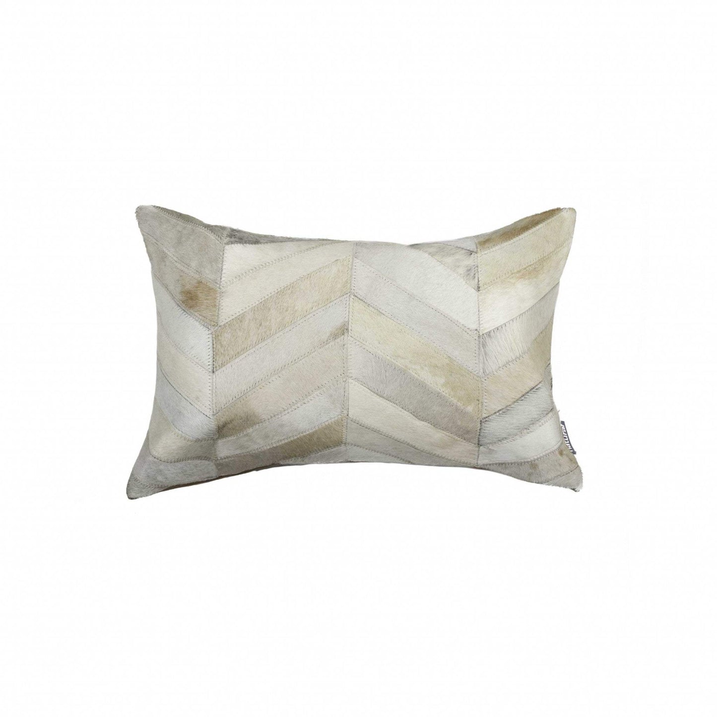 12" X 20" Natural Chevron Cowhide Throw Pillow - Homeroots - Flyclothing LLC