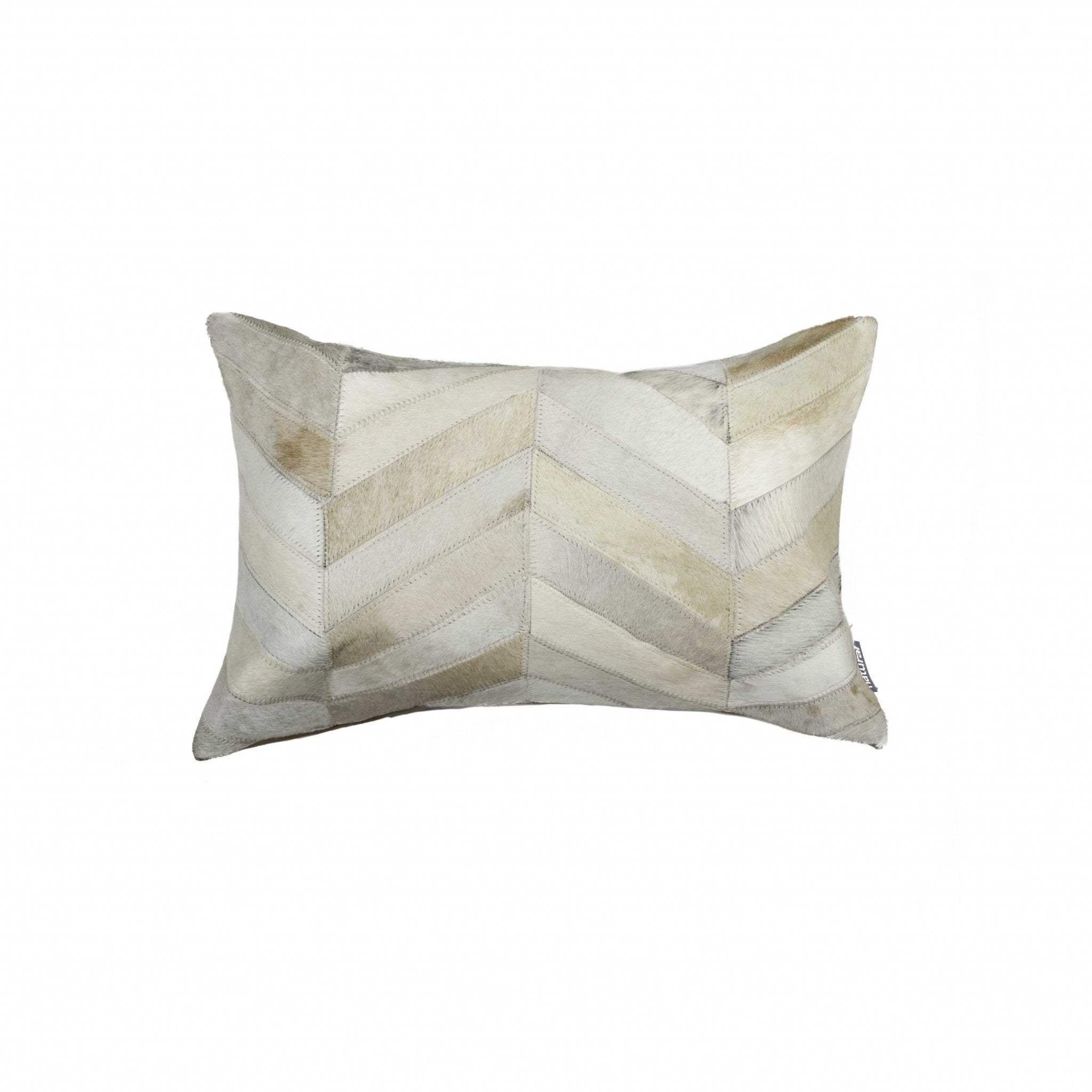 12" X 20" Natural Chevron Cowhide Throw Pillow - Homeroots - Flyclothing LLC