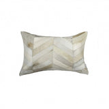 12" X 20" Natural Chevron Cowhide Throw Pillow - Homeroots