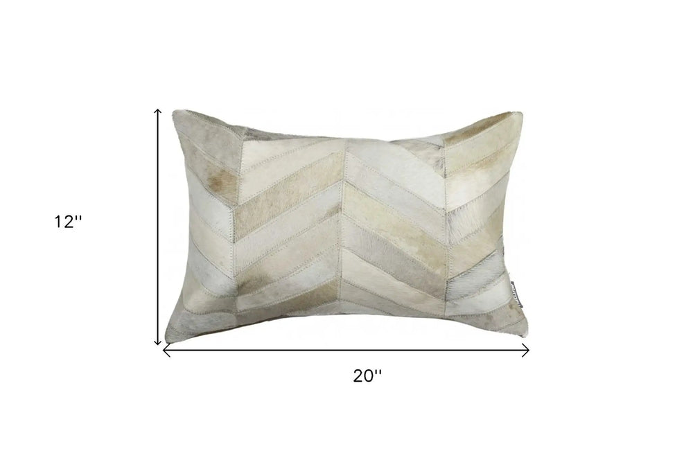 12" X 20" Natural Chevron Cowhide Throw Pillow - Homeroots - Flyclothing LLC