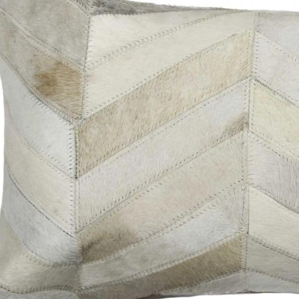 12" X 20" Natural Chevron Cowhide Throw Pillow - Homeroots - Flyclothing LLC