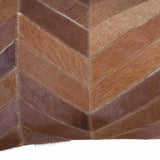 12" X 20" Brown and Tan Chevron Cowhide Throw Pillow - Homeroots