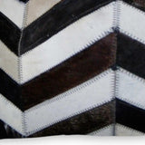 12" X 20" Chocolate Brown and Off White Chevron Cowhide Throw Pillow - Homeroots