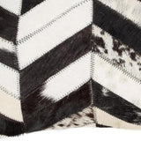 12" X 20" Black and Off White Chevron Cowhide Throw Pillow - Homeroots
