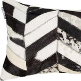 12" X 20" Black and Off White Chevron Cowhide Throw Pillow - Homeroots - Flyclothing LLC