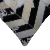 12" X 20" Black Brown and Off White Chevron Cowhide Throw Pillow - Homeroots