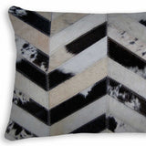 12" X 20" Black Brown and Off White Chevron Cowhide Throw Pillow - Homeroots - Flyclothing LLC