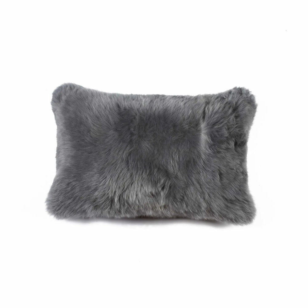 12" X 20" X 5" Gray Sheepskin  Pillow - Homeroots