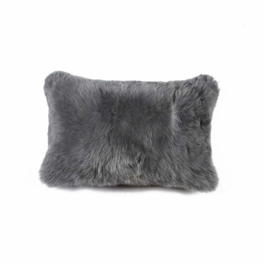 12" X 20" X 5" Gray Sheepskin  Pillow - Homeroots