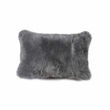 12" X 20" X 5" Gray Sheepskin  Pillow - Homeroots