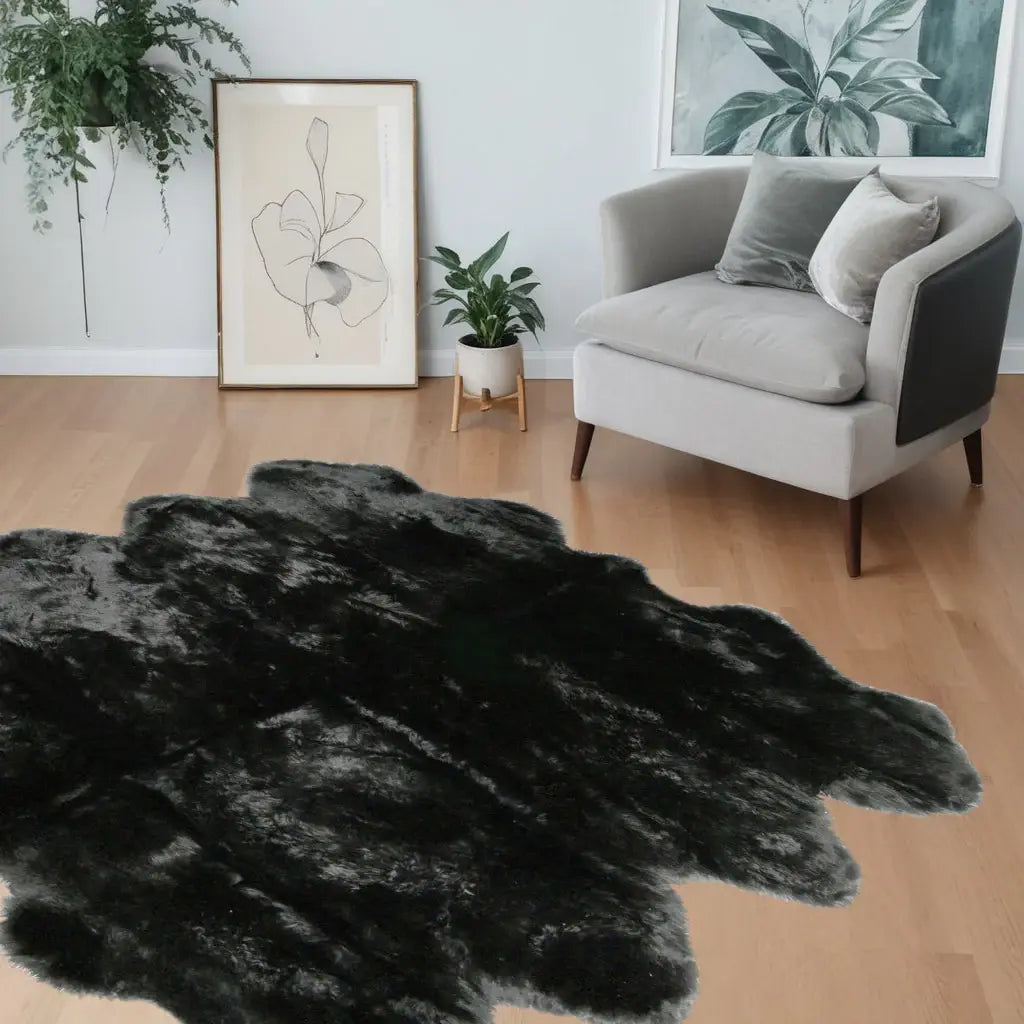 Black Animal Print Area Rug - Homeroots - Flyclothing LLC