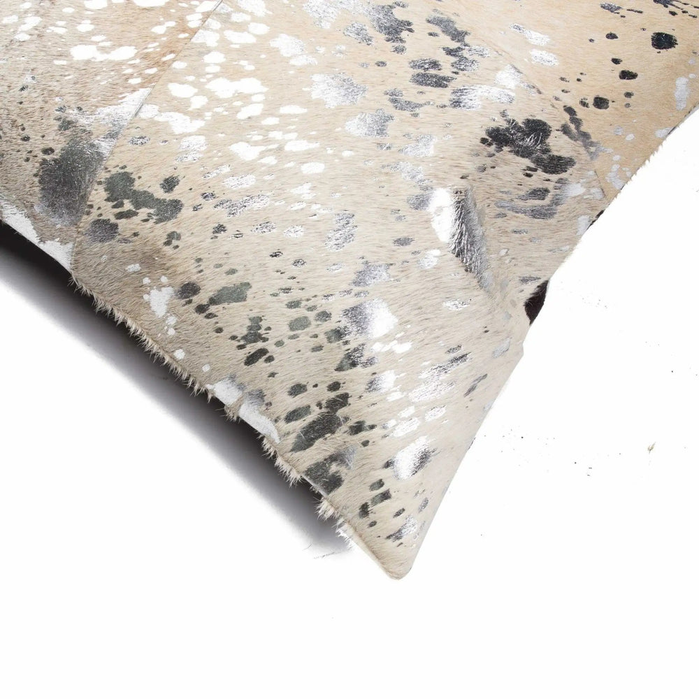 18" Silver and Gray Cowhide Throw Pillow - Homeroots - Flyclothing LLC