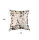 18" Silver and Gray Cowhide Throw Pillow - Homeroots - Flyclothing LLC
