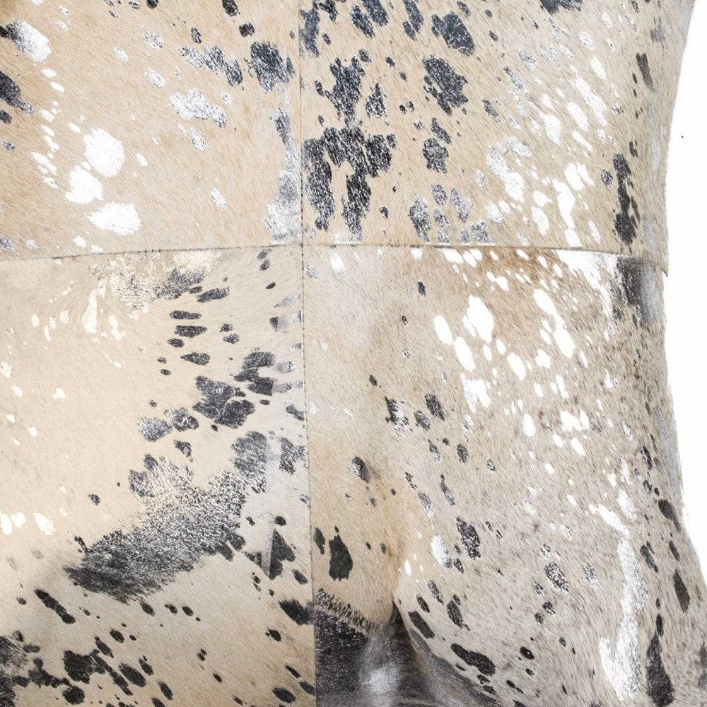 18" Silver and Gray Cowhide Throw Pillow - Homeroots - Flyclothing LLC