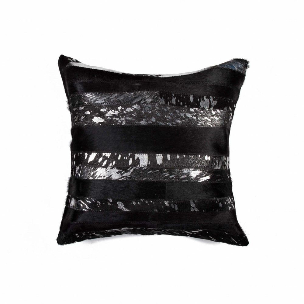 18" X 18" X 5" Black And Silver  Pillow - Homeroots