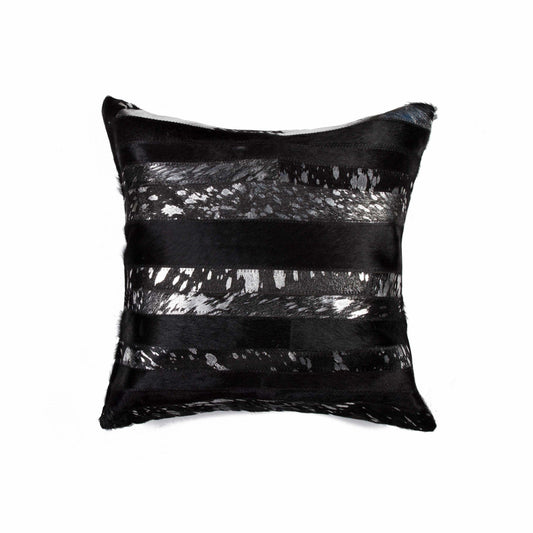 18" X 18" X 5" Black And Silver  Pillow - Homeroots