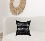 18" X 18" X 5" Black And Silver  Pillow - Homeroots