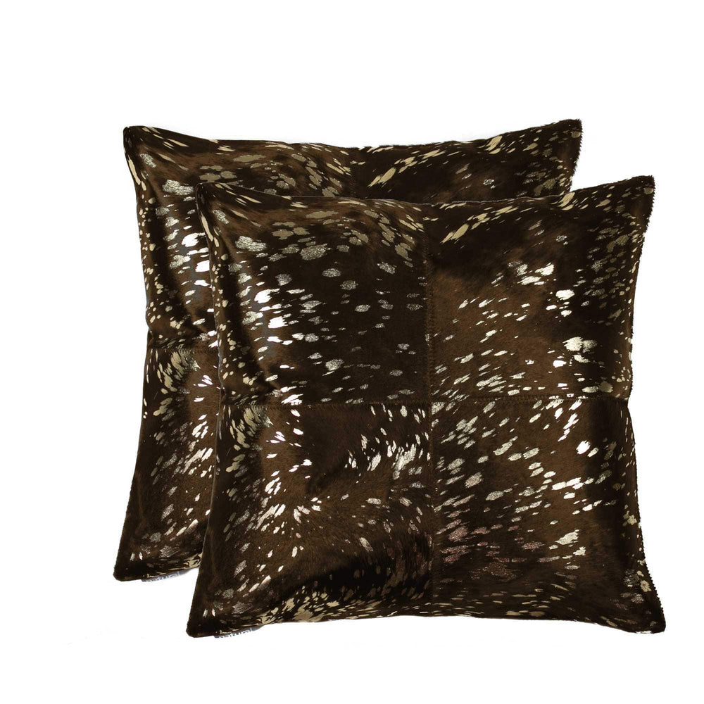 18" X 18" X 5" Gold And Chocolate Quattro  Pillow 2 Pack - Homeroots