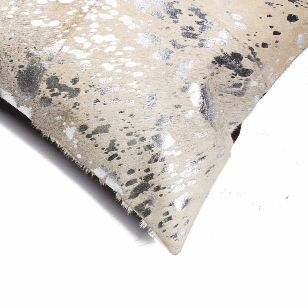 Set of Two Silver and Gray Cowhide Throw Pillow - Homeroots - Flyclothing LLC