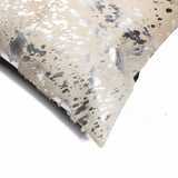 Set of Two Silver and Gray Cowhide Throw Pillow - Homeroots