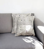 Set of Two Silver and Gray Cowhide Throw Pillow - Homeroots