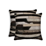Set of Two Brown and Black Cowhide Throw Pillow - Homeroots