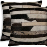 Set of Two Brown and Black Cowhide Throw Pillow - Homeroots