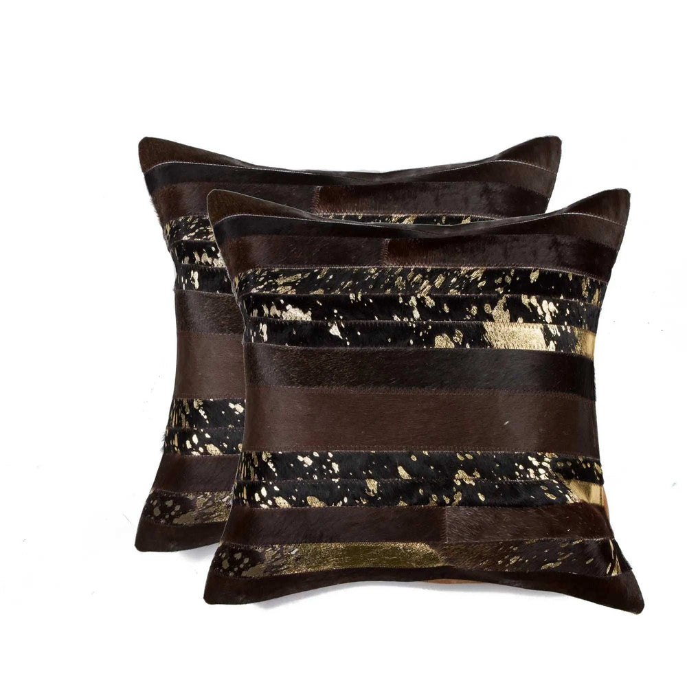 Set of Two Chocolate Cowhide Throw Pillow - Homeroots - Flyclothing LLC