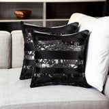 Set of Two 18" Gold and Black Cowhide Throw Pillow - Homeroots