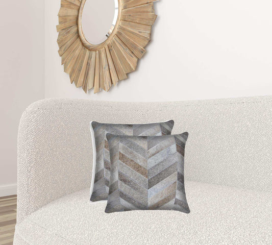 18 X 18 Gray Cowhide Throw Pillow - Homeroots - Flyclothing LLC