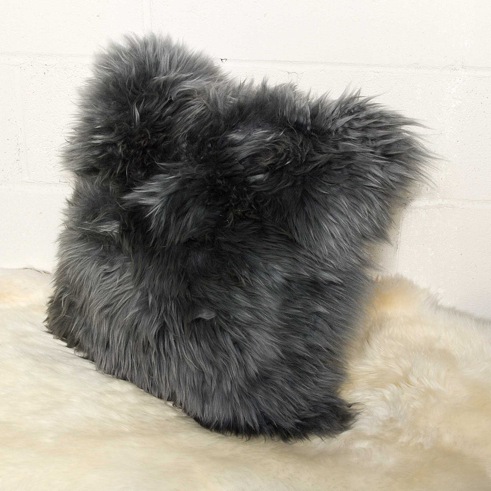 18" X 18" X 5" Gray Sheepskin Pillow 2 Pack - Homeroots - Flyclothing LLC