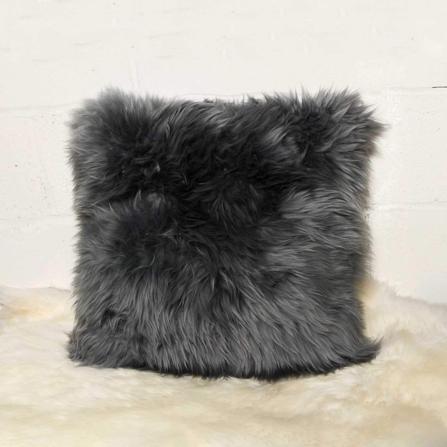 18" X 18" X 5" Gray Sheepskin Pillow 2 Pack - Homeroots - Flyclothing LLC