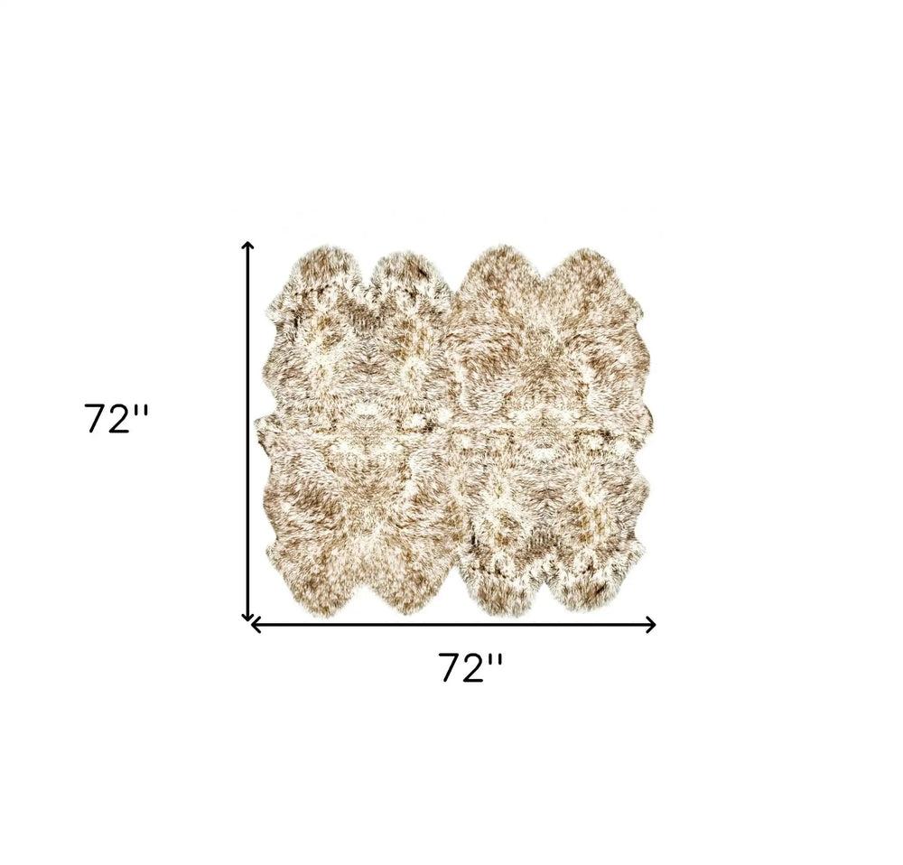 72" X 72" Gradient Chocolate Octo Sheepskin - Area Rug - Homeroots - Flyclothing LLC