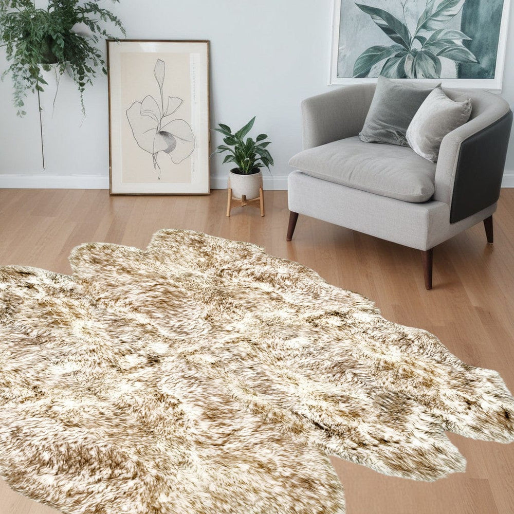 72" X 72" Gradient Chocolate Octo Sheepskin - Area Rug - Homeroots
