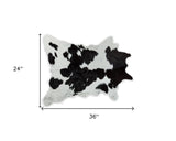 2' X 3' Black and White Cowhide Hand Woven Area Rug - Homeroots
