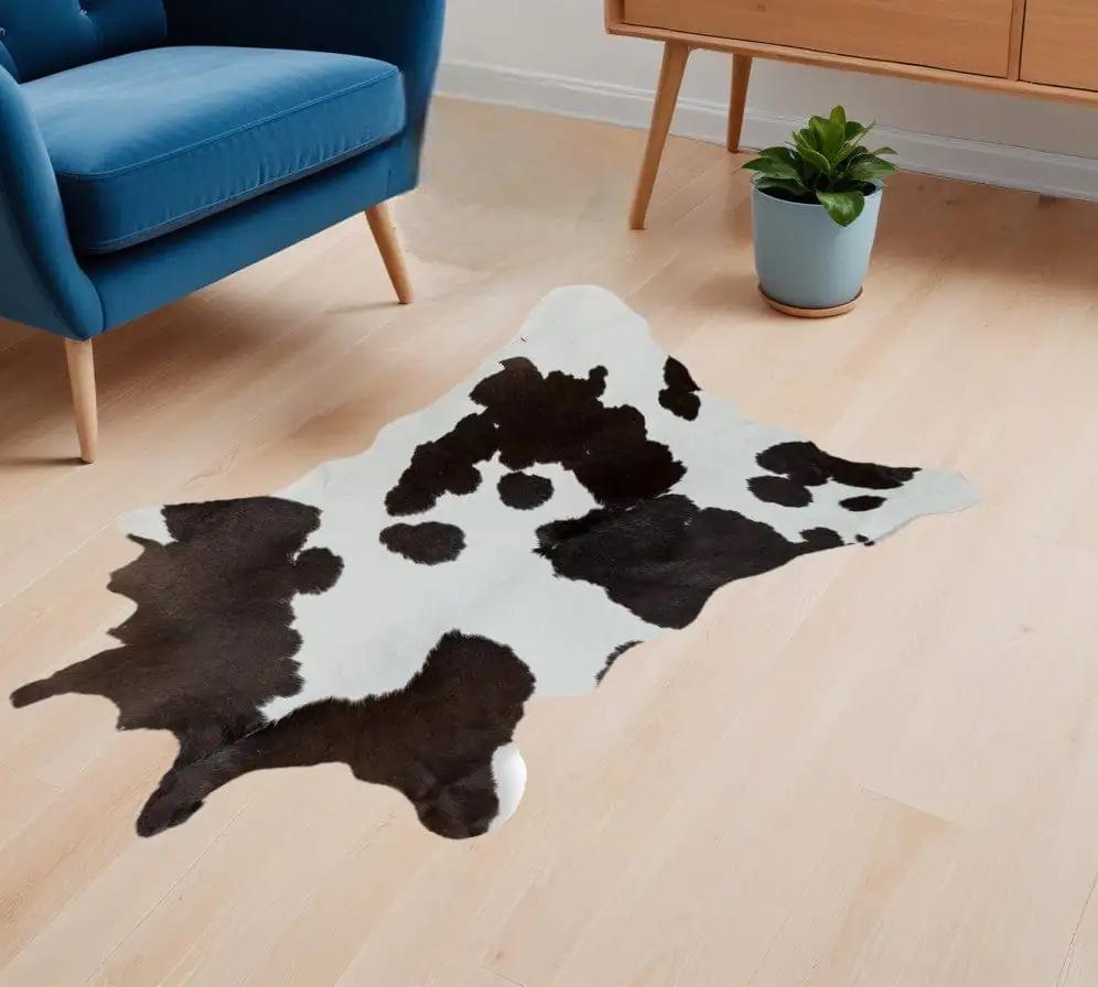 2' X 3' Brown and White Cowhide Hand Woven Area Rug - Homeroots